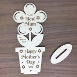 Mothers Day Gift For The Best Mum Wood Flower Personalied Gift