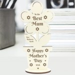 Mothers Day Gift For The Best Mum Wood Flower Personalied Gift