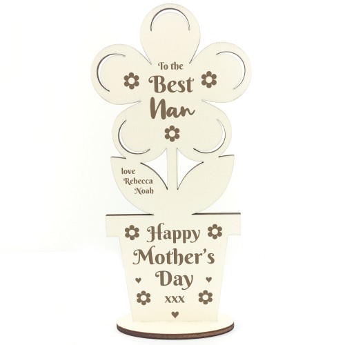 Mothers Day Gift For The Best Nan Wood Flower Personalied Gift