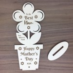 Mothers Day Gift For The Best Nan Wood Flower Personalied Gift