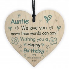 PERSONALISED Birthday Gifts For Auntie Wooden Heart Sign Aunt