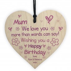 PERSONALISED Birthday Gifts For Mum Wooden Heart Sign Mum