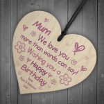 PERSONALISED Birthday Gifts For Mum Wooden Heart Sign Mum