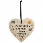 Novelty Mothers Day Cat Mum Funny Wooden Heart Gift For Cat
