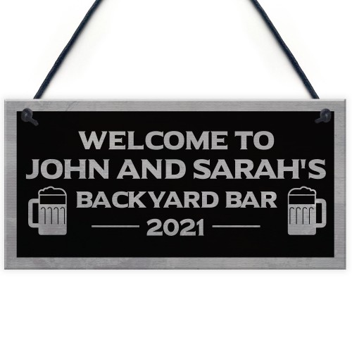 Backyard Bar Sign Personalised Hanging Door Sign For Man Cave