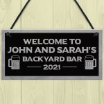 Backyard Bar Sign Personalised Hanging Door Sign For Man Cave