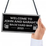 Backyard Bar Sign Personalised Hanging Door Sign For Man Cave
