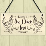 Funny Chicken Sign Outdoor Garden Plaque Personalised Chick Inn