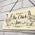 Funny Chicken Sign Outdoor Garden Plaque Personalised Chick Inn