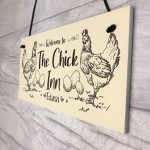 Funny Chicken Sign Outdoor Garden Plaque Personalised Chick Inn