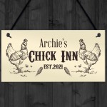 Chick Inn Sign Outdoor Garden Plaque Door Sign Personalised