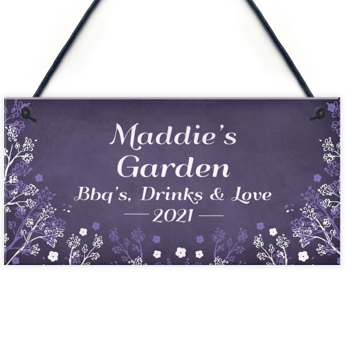 Personalised Floral Garden Sign Outdoor Summerhouse Shed Sign