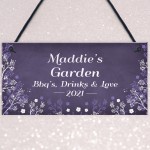 Personalised Floral Garden Sign Outdoor Summerhouse Shed Sign