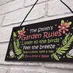 Personalised Garden Rules Sign Floral Summerhouse Shed Plaque