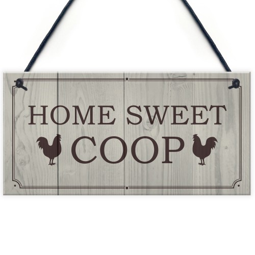 Funny Chicken Sign HOME SWEET COOP Outdoor Garden Sign