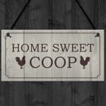 Funny Chicken Sign HOME SWEET COOP Outdoor Garden Sign