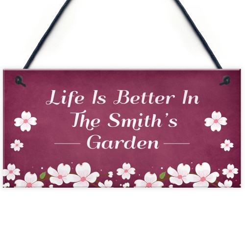 Personalised Garden Sign Family Plaque New Home Gift Flowers