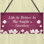 Personalised Garden Sign Family Plaque New Home Gift Flowers