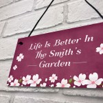 Personalised Garden Sign Family Plaque New Home Gift Flowers