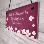 Personalised Garden Sign Family Plaque New Home Gift Flowers