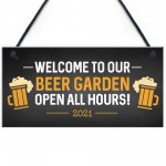 Beer Garden Welcome Sign Novelty Home Bar Sign Garden Decor