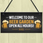 Beer Garden Welcome Sign Novelty Home Bar Sign Garden Decor