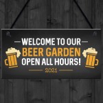 Beer Garden Welcome Sign Novelty Home Bar Sign Garden Decor