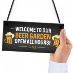 Beer Garden Welcome Sign Novelty Home Bar Sign Garden Decor