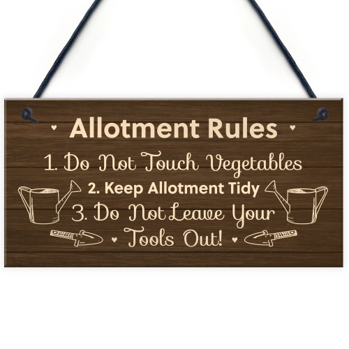 Allotment Rules Sign Hanging Garden Shed Sign Gift For Family
