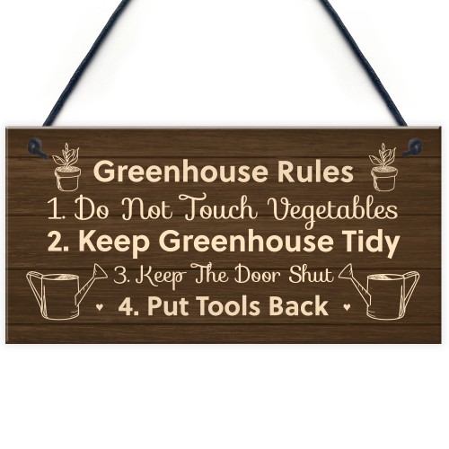 Greenhouse Rules Sign Hanging Garden Shed Sign Gift For Family