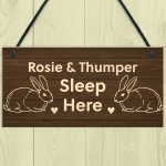 Personalised Rabbit Sign Hanging Garden Sign Hutch Sign