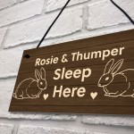 Personalised Rabbit Sign Hanging Garden Sign Hutch Sign