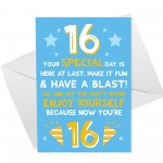 Funny 16th Birthday Card For Him Her Daughter Son Grandson