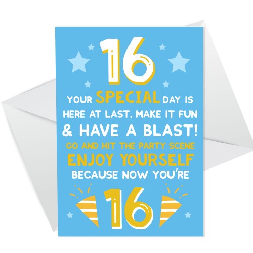 Funny 16th Birthday Card For Him Her Daughter Son Grandson