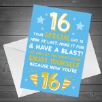 Funny 16th Birthday Card For Him Her Daughter Son Grandson