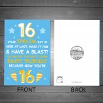 Funny 16th Birthday Card For Him Her Daughter Son Grandson