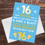 Funny 16th Birthday Card For Him Her Daughter Son Grandson