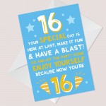 Funny 16th Birthday Card For Him Her Daughter Son Grandson
