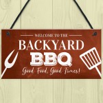 Backyard BBQ Sign Funny Garden Shed Man Cave Sign Gift For Men