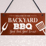 Backyard BBQ Sign Funny Garden Shed Man Cave Sign Gift For Men