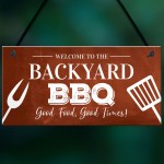 Backyard BBQ Sign Funny Garden Shed Man Cave Sign Gift For Men