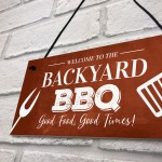 Backyard BBQ Sign Funny Garden Shed Man Cave Sign Gift For Men