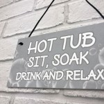 Shabby Chic Hot Tub Sign Funny Hot Tub Accessories Garden Sign