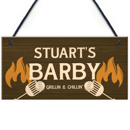 Funny Personalised BARBY Sign BBQ Man Cave Garden Shed Sign