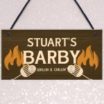 Funny Personalised BARBY Sign BBQ Man Cave Garden Shed Sign