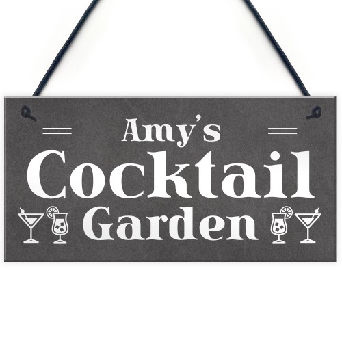 Personalised Cocktail Garden Sign Summerhouse Home Bar Sign