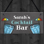 Personalised Cocktail Bar Sign Summerhouse Garden Plaque