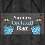 Personalised Cocktail Bar Sign Summerhouse Garden Plaque