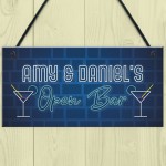 Personalised Home Bar Decor Sign Novelty Open Bar Plaque