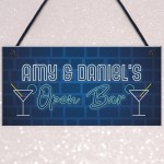 Personalised Home Bar Decor Sign Novelty Open Bar Plaque